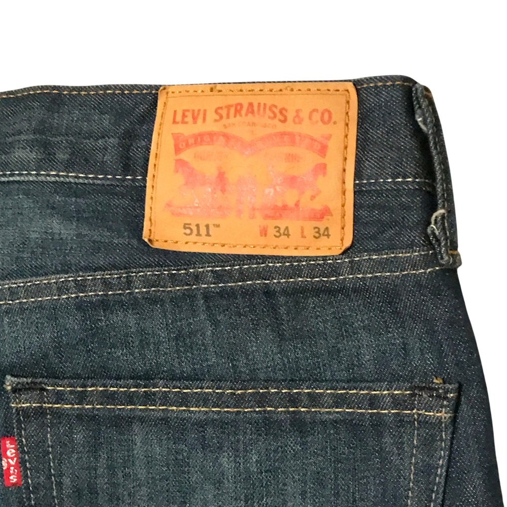 Levis 511 Slim Fit Jeans Mens 34x34 Dark Wash Denim Pants 04511-1507 - Picture 4 of 4